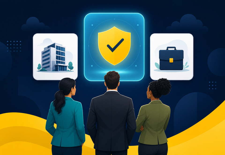 Ilustração Setor Seguro: proteção para operações de entrega e vida digital