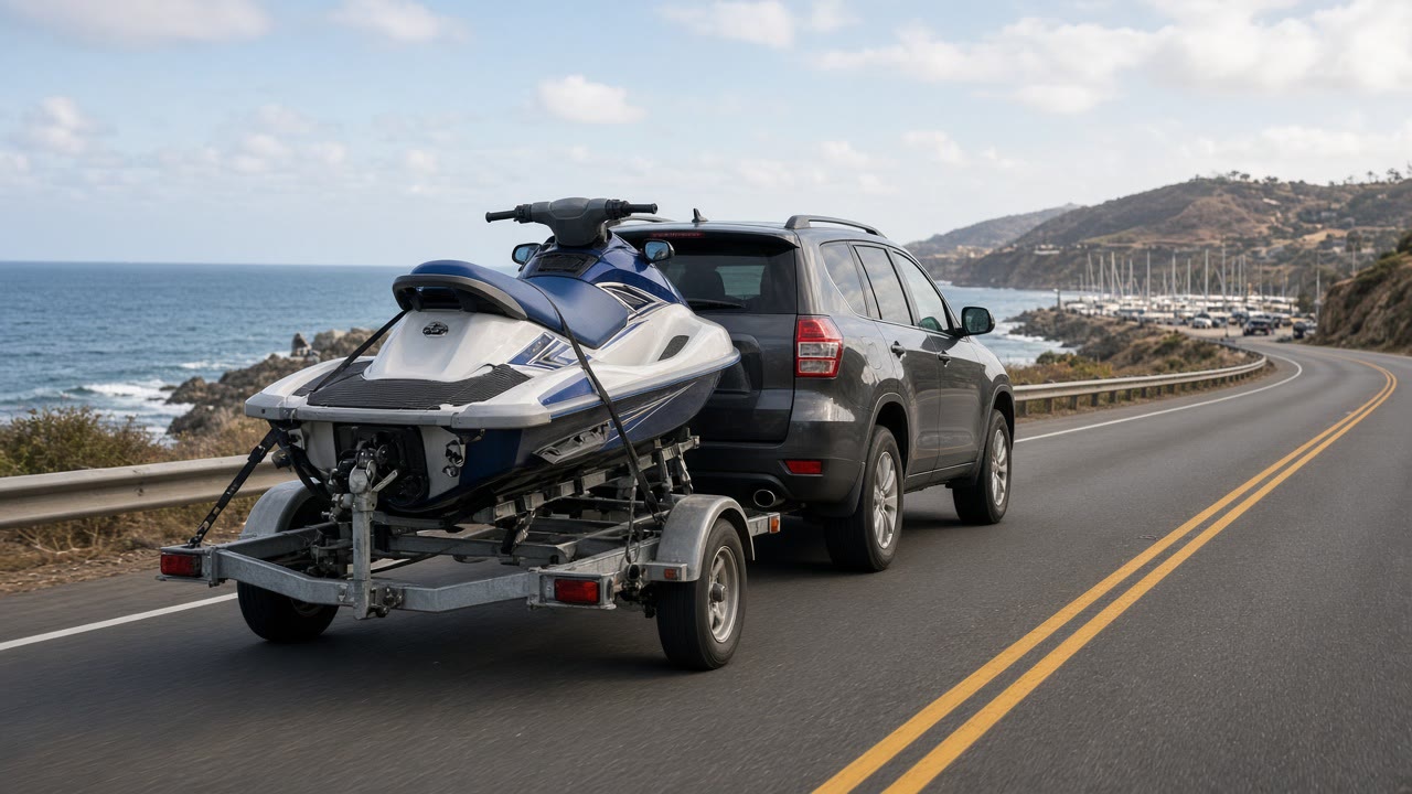 Ilustração Setor Seguro: transporte de jet ski