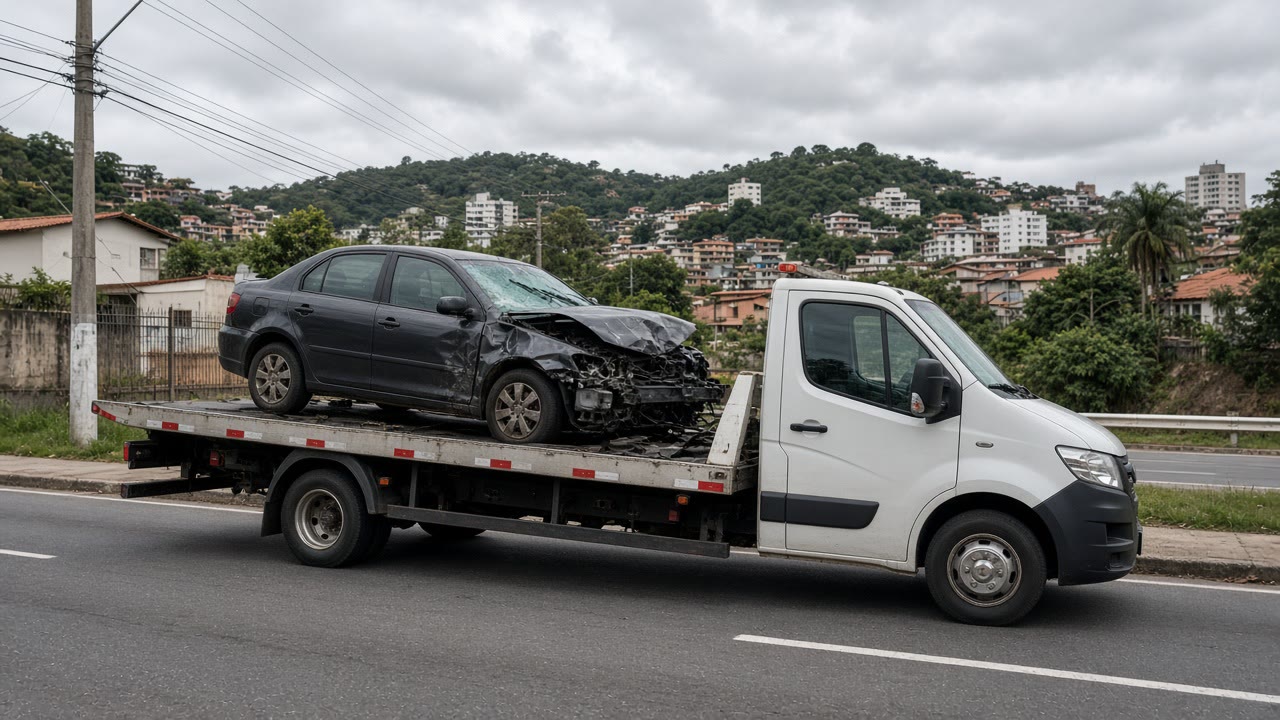 Carro com perda total sobre o guincho